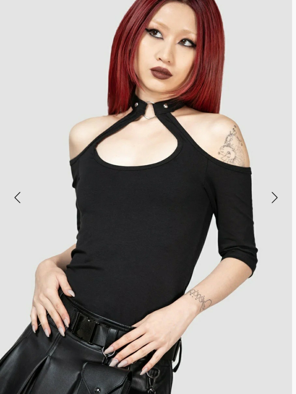 Killstar Black Cold-Shoulder Choker Tank